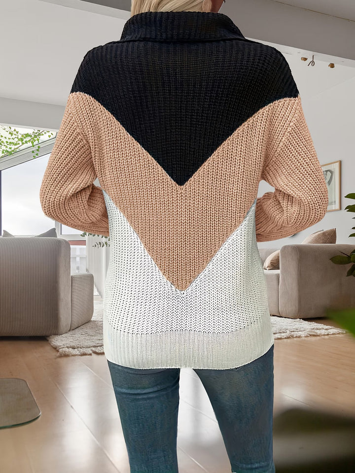 Fagina - Camisola Elegante De Malha Com Meio Fecho