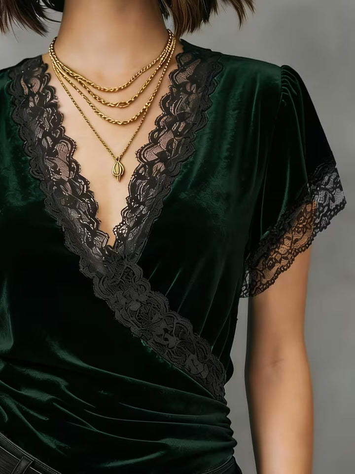 Jalisa - Blusa Vintage De Veludo Com Motivo De Cisne
