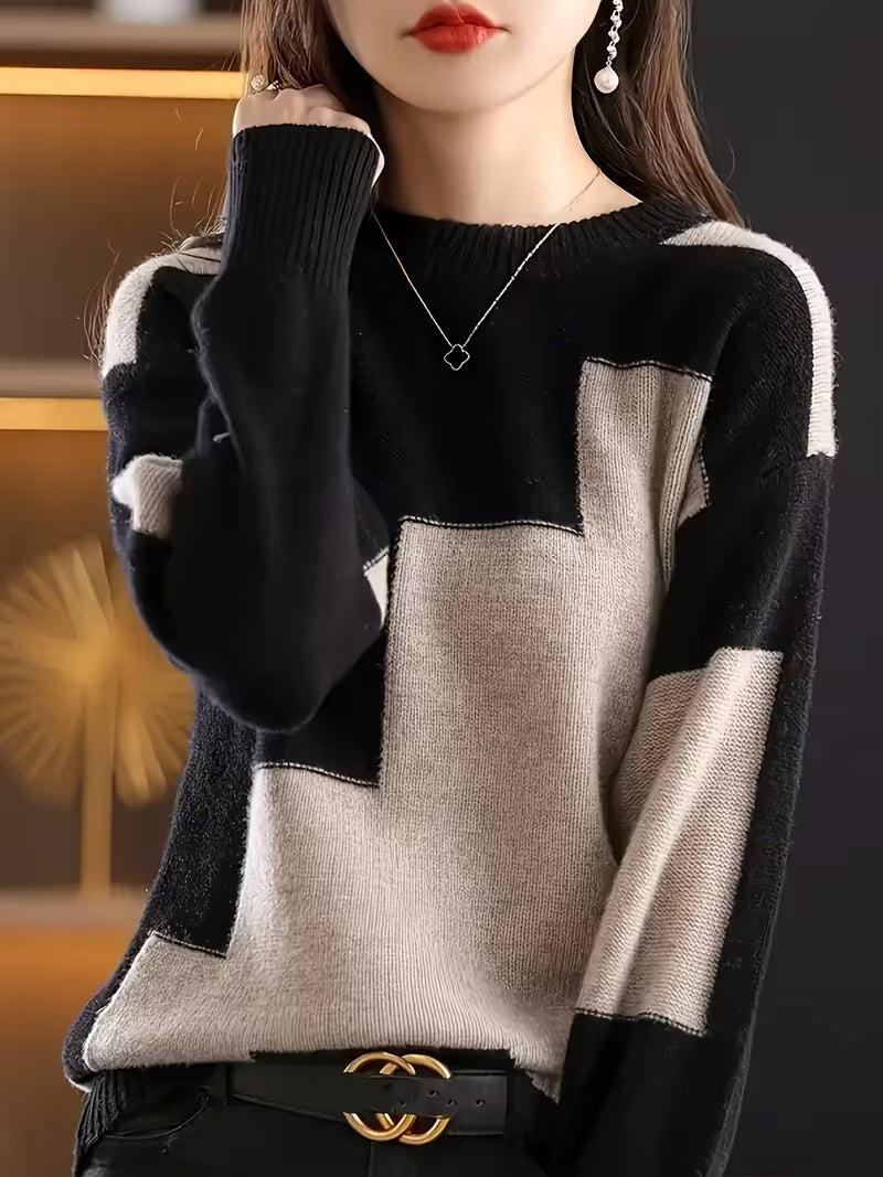 Marvelle - Camisola De Manga Comprida Com Gola Redonda E Blocos De Cor