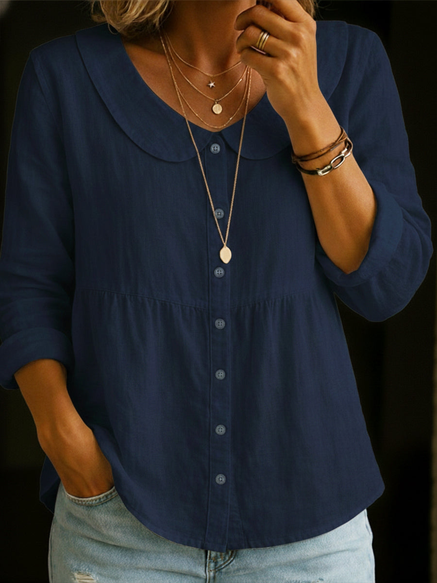 Neveni - Blusa de Manga Comprida Com Botões