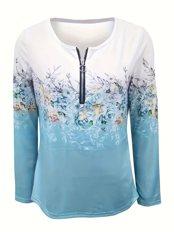 Tishna - Top Com Estampado Gráfico Floral Elegante