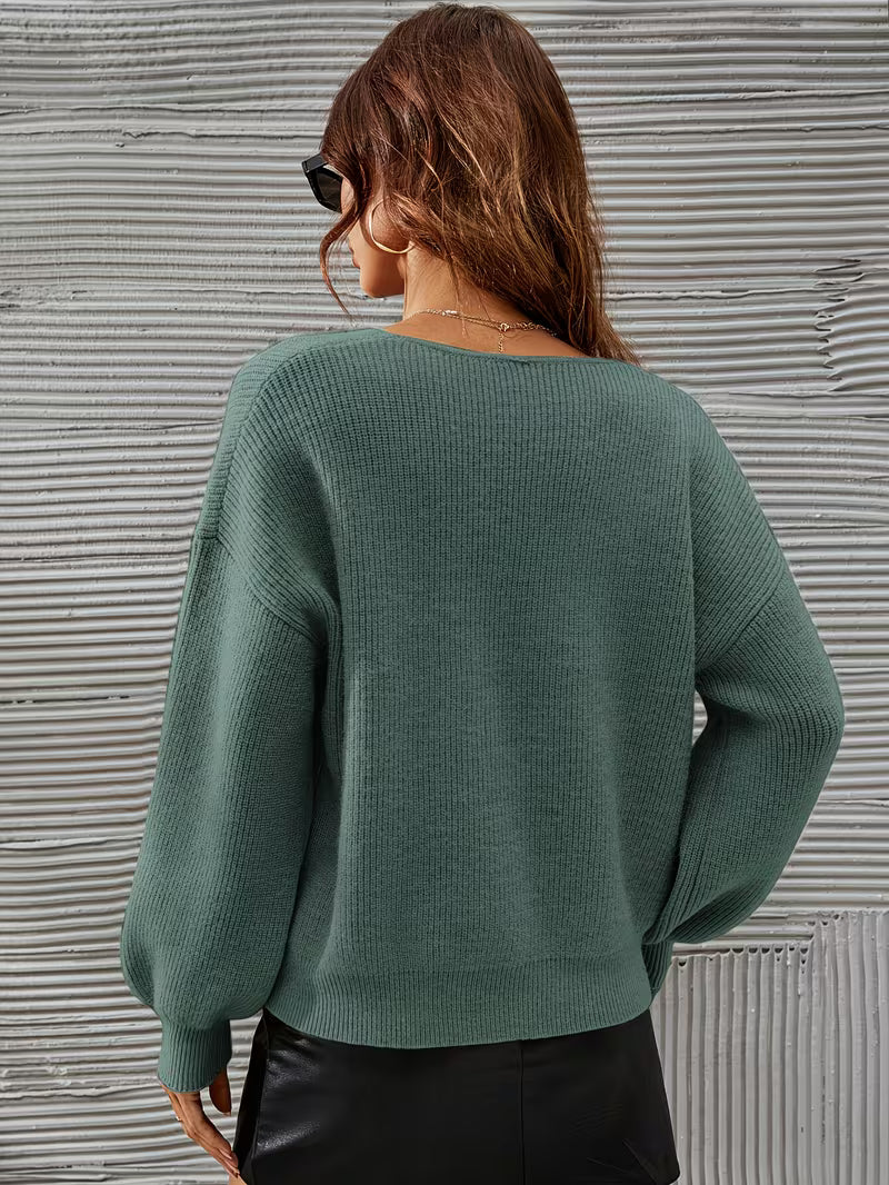 Irmelin - Camisola com decote em V e ombros caídos