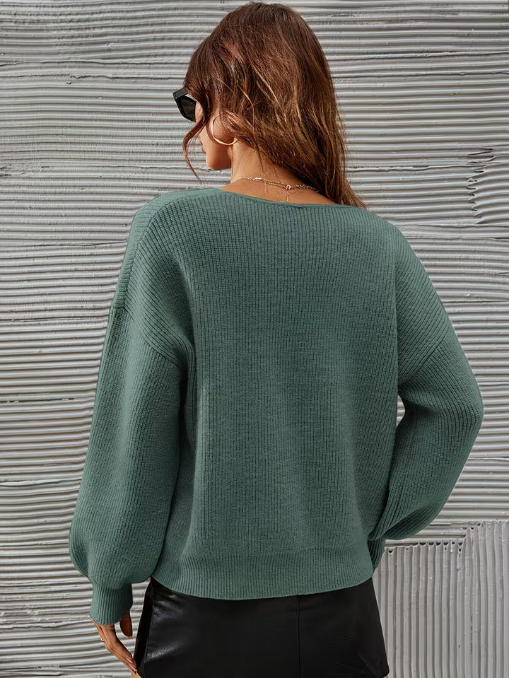 Irmelin - Camisola com decote em V e ombros caídos