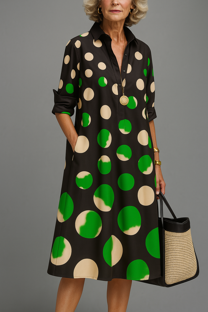 Wunmi - Vestido Midi Elegante Com Bolinhas