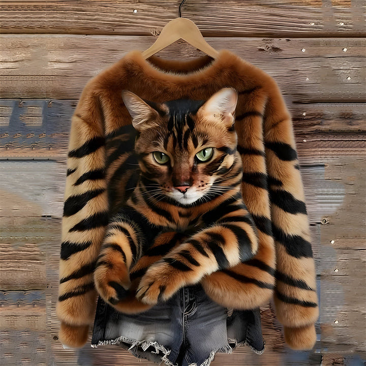 Zohara - Camisola De Pele Sintética Com Estampado De Gato