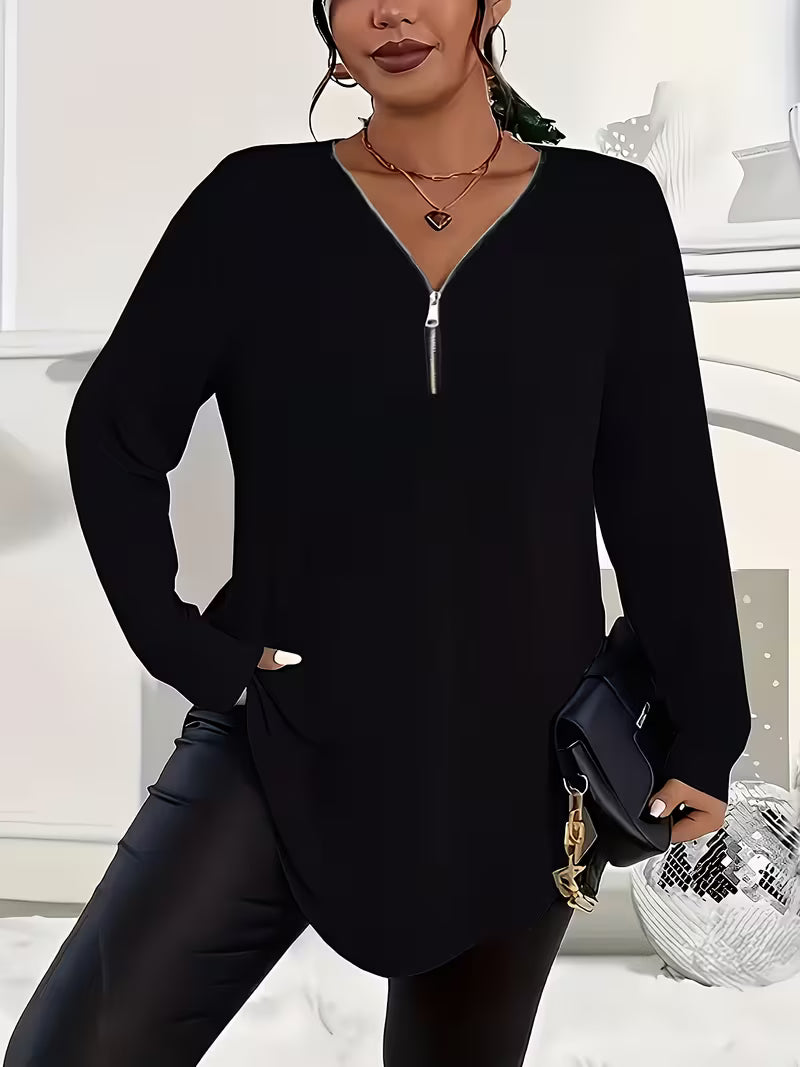 Liorah - Camisa Elegante de Manga Comprida Com Fecho