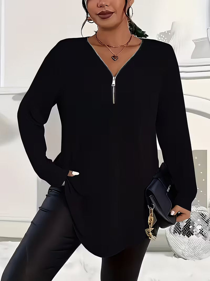 Liorah - Camisa Elegante de Manga Comprida Com Fecho