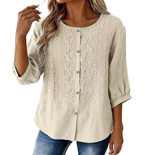 Andreza - Blusa De Algodão Com Botões