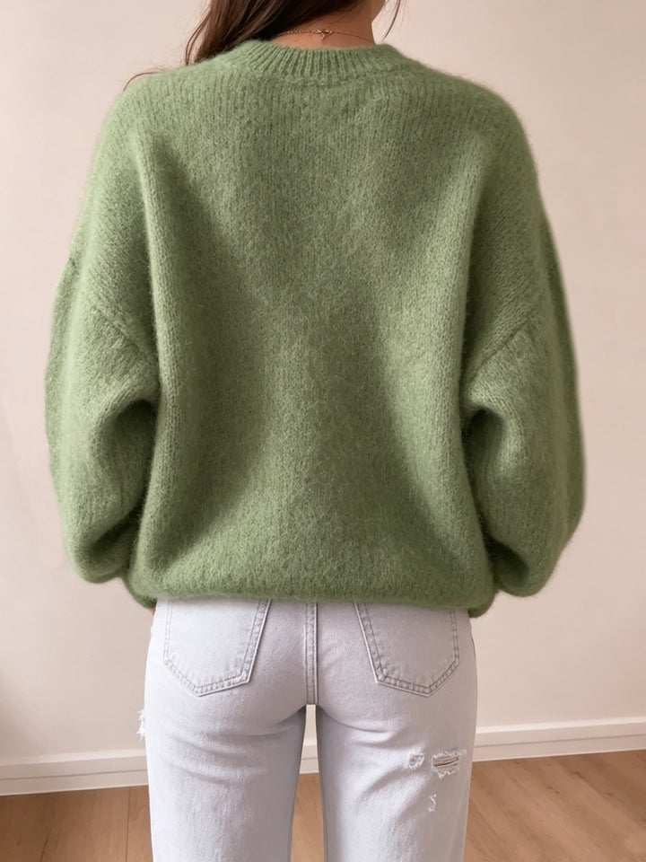 Margaretha - Camisola de Malha Com Gola Redonda e Mangas Balão