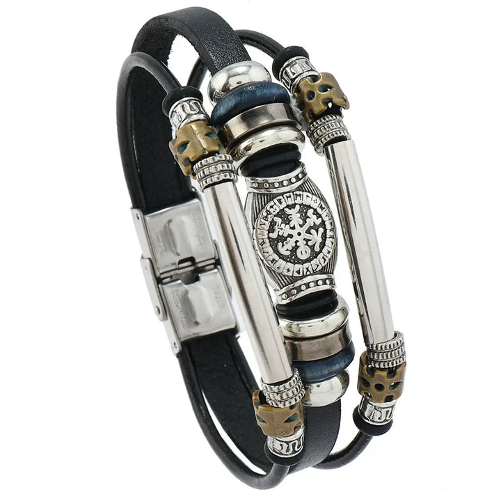 NorBrac - Pulseira De Couro Vintage Em Estilo Viking