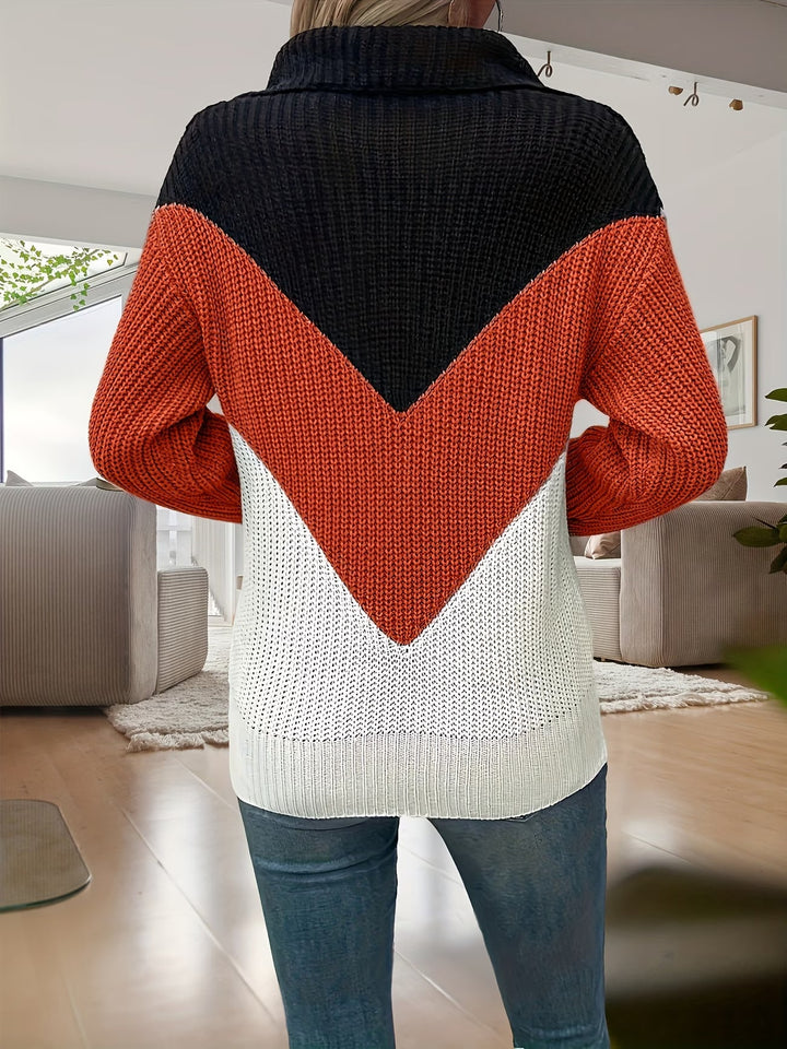 Fagina - Camisola Elegante De Malha Com Meio Fecho