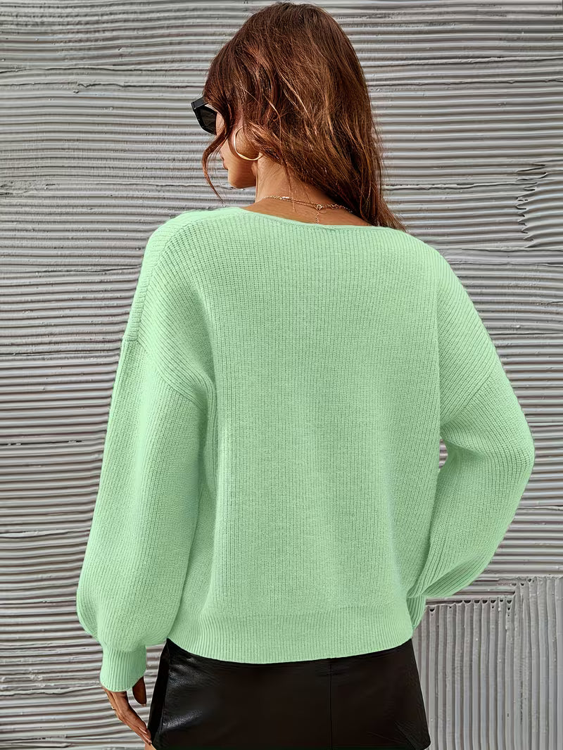 Irmelin - Camisola com decote em V e ombros caídos