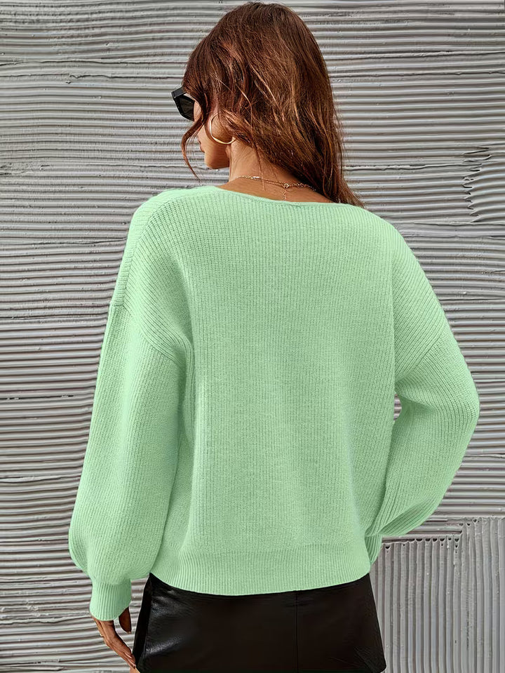 Irmelin - Camisola com decote em V e ombros caídos
