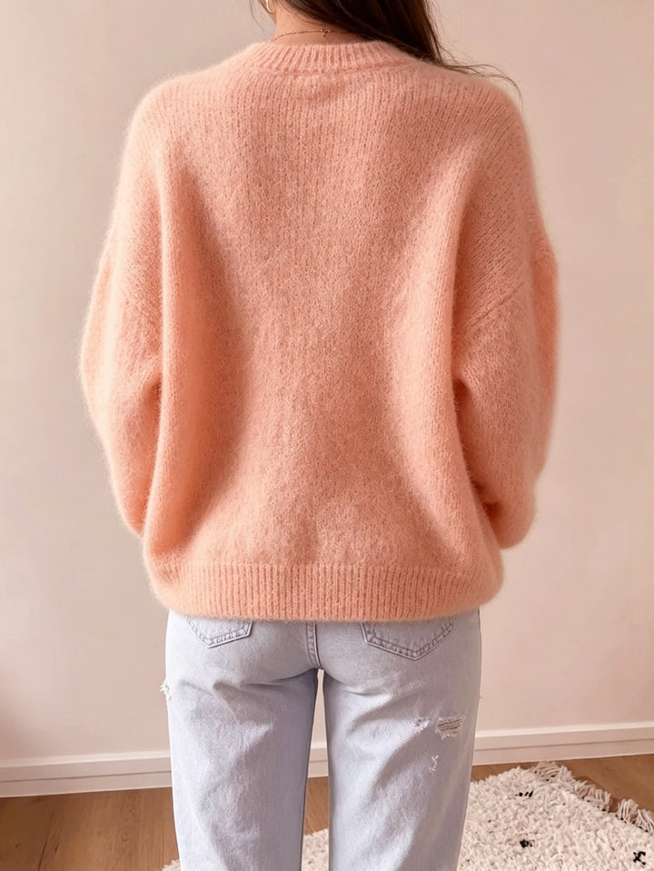Margaretha - Camisola de Malha Com Gola Redonda e Mangas Balão