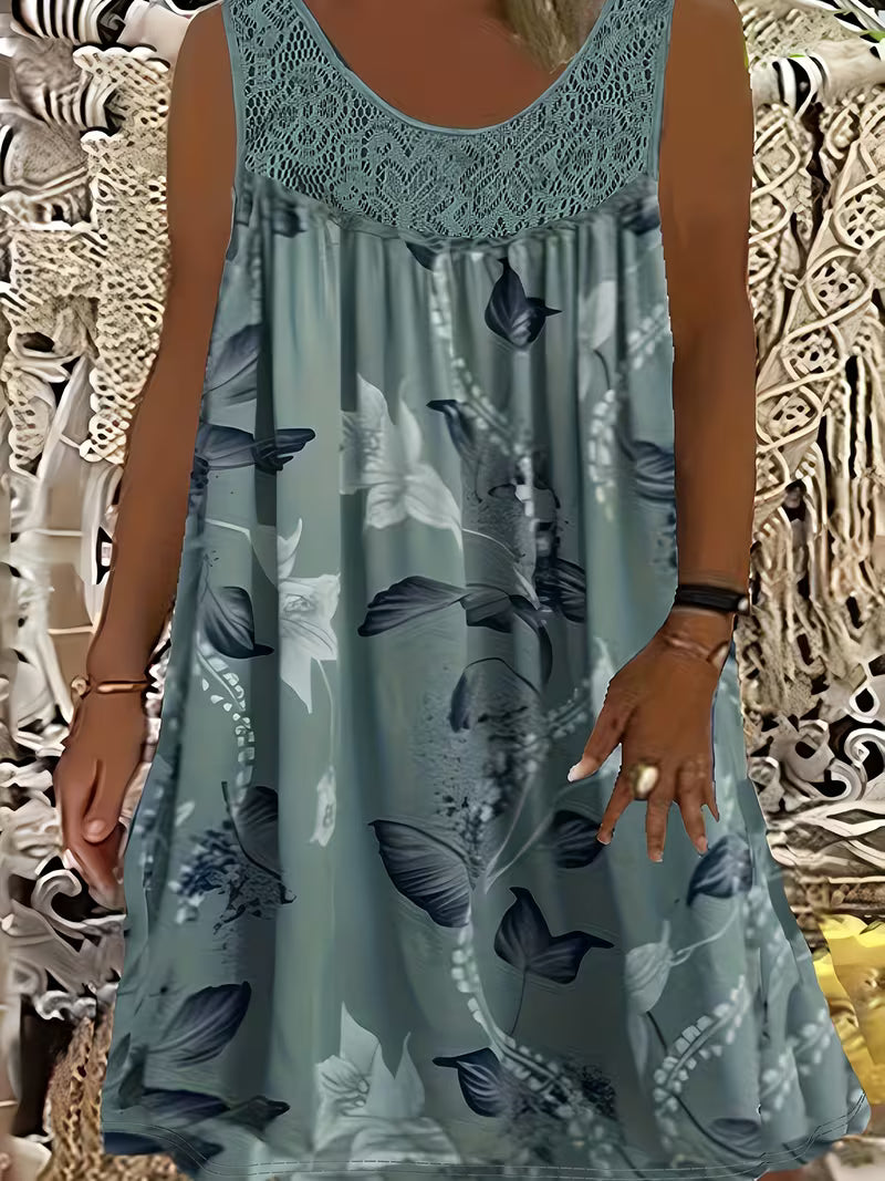 Samudri - Vestido Maxi largo Sem Mangas Com Gola Redonda