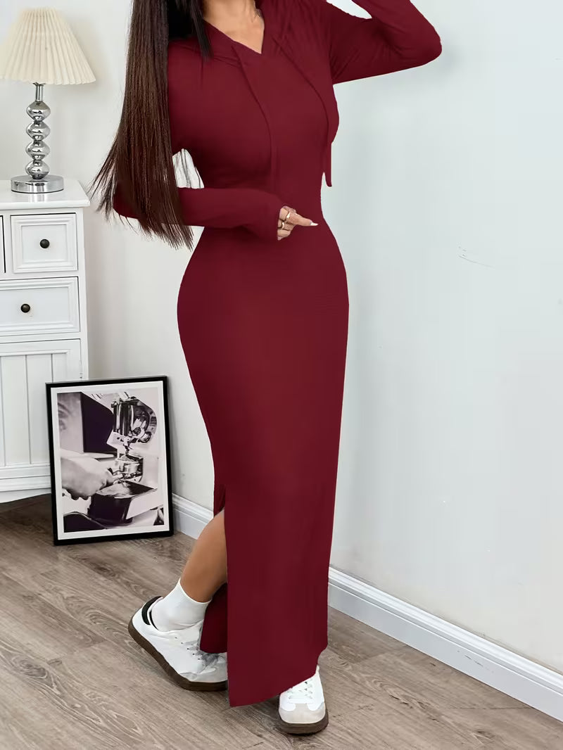 Dahye - Vestido Maxi De Manga Comprida Com Capuz