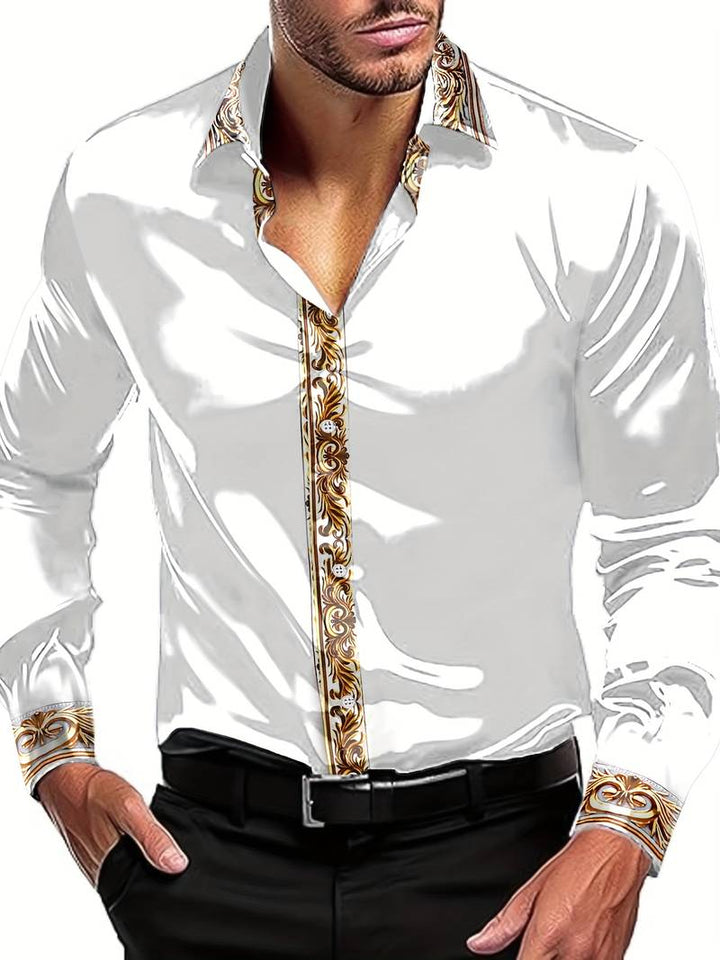 Vygantas - Camisa Elegante de Manga Comprida Com Patchwork