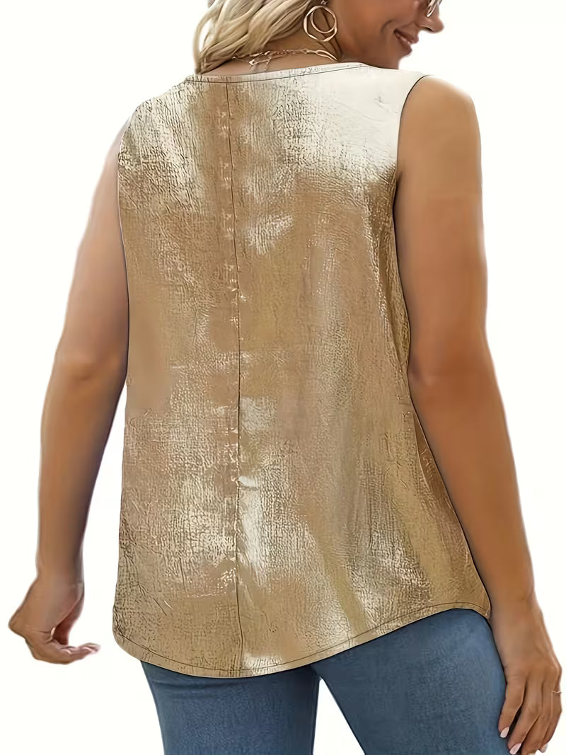 Shivina - Camisola Sem Mangas Metálica Com Decote Redondo