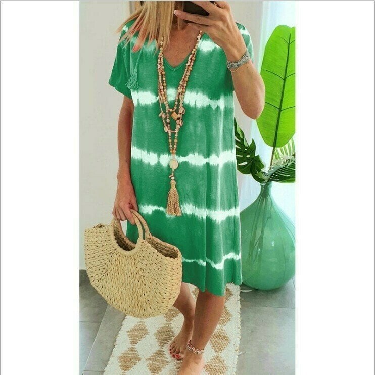 Karlaa - Vestido Largo De Verão Com Riscas Em Batik