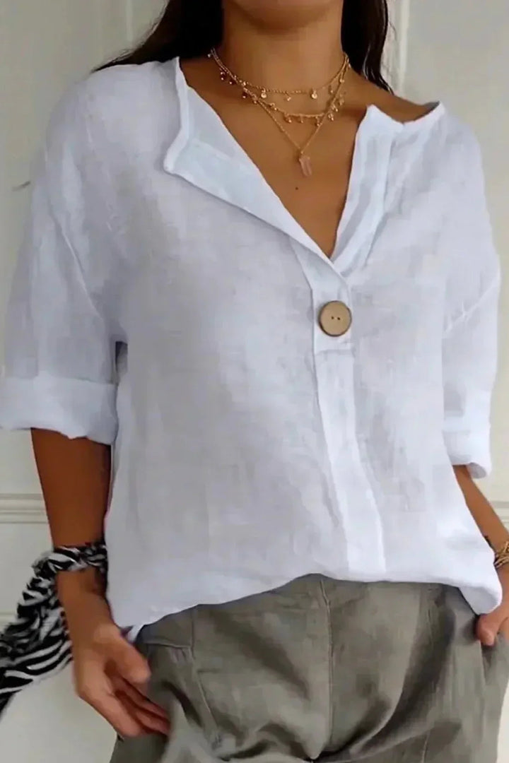 Chalina - Blusa De Linho Com Decote Em V