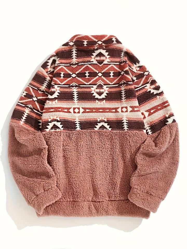 Limina - Camisola Teddy com meio fecho e padrão geométrico