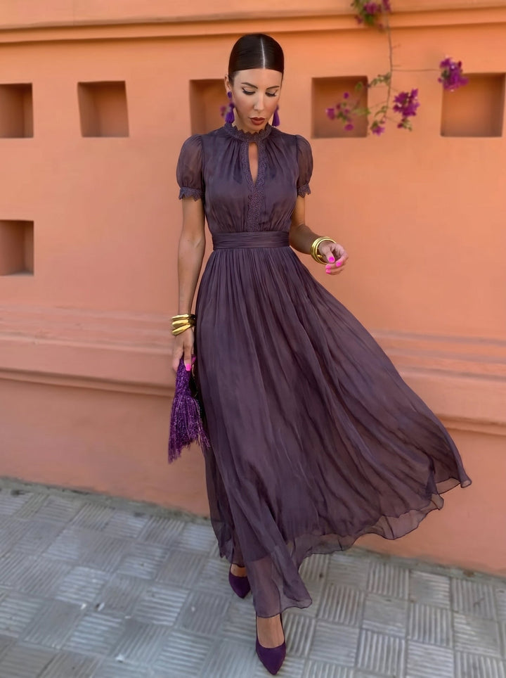 Eshley - Vestido Maxi Vintage em Chiffon