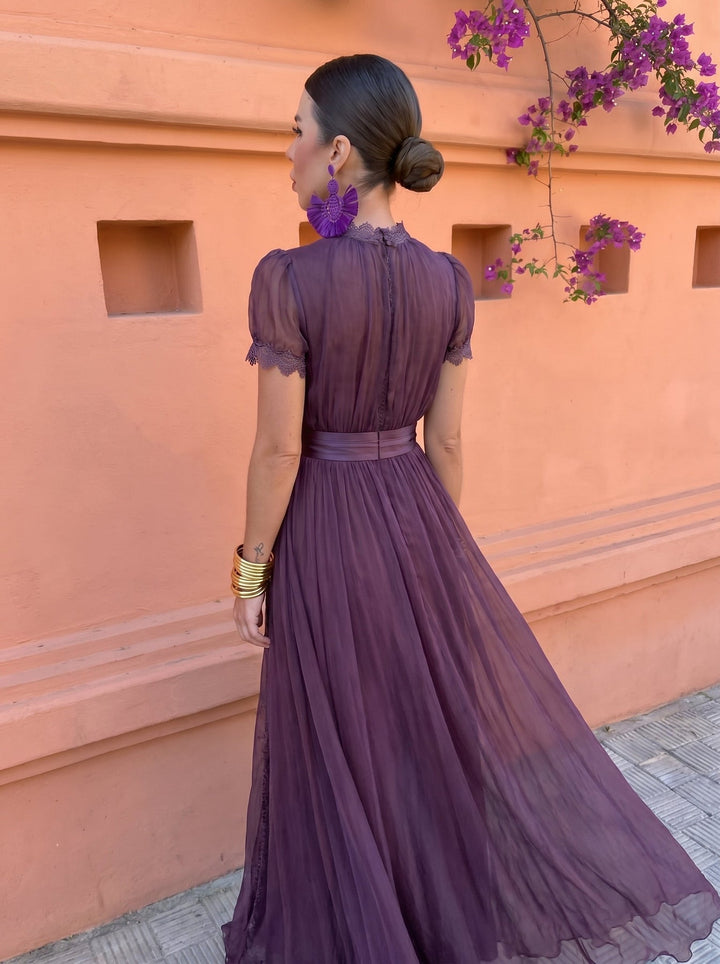 Eshley - Vestido Maxi Vintage em Chiffon