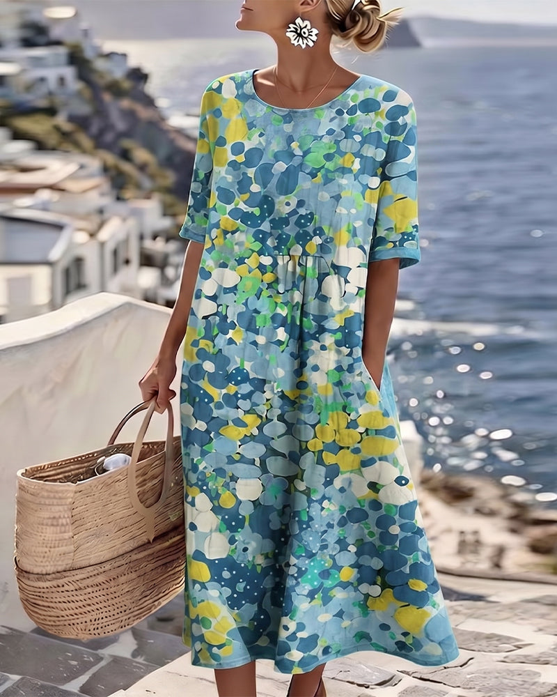 Sivena - Vestido Solto Elegante Com Estampado