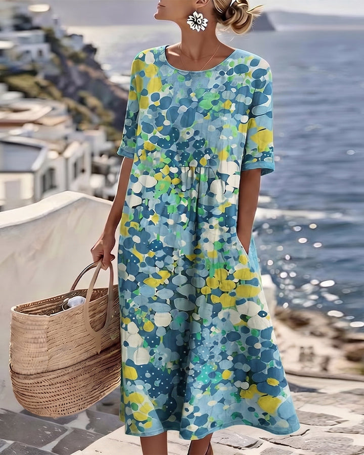 Sivena - Vestido Solto Elegante Com Estampado