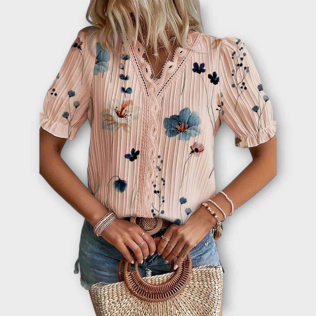 Bruni - Blusa Elegante De Manga Curta Com Estampado