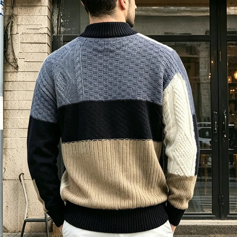 Trevon - Camisola Em Malha Trançada Com Efeito Patchwork