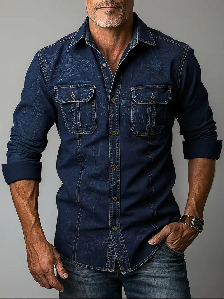 Angelo - Camisa de Ganga com Bolsos Frontais com Botões