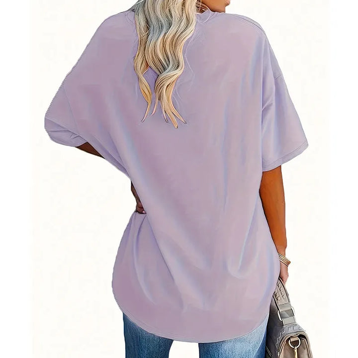 Aijia - T-camisa Com Decote Em V E Estampado De Rosas