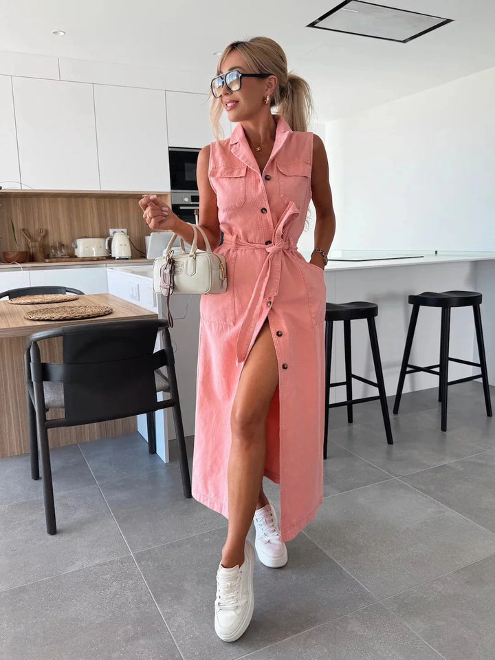 Jacinta - Vestido Longo Elegante com Bolso