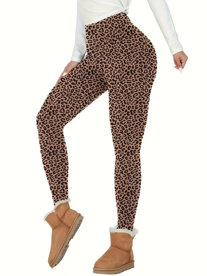Linzay - Leggings De Cintura Alta Com Forro Térmico Em Velo