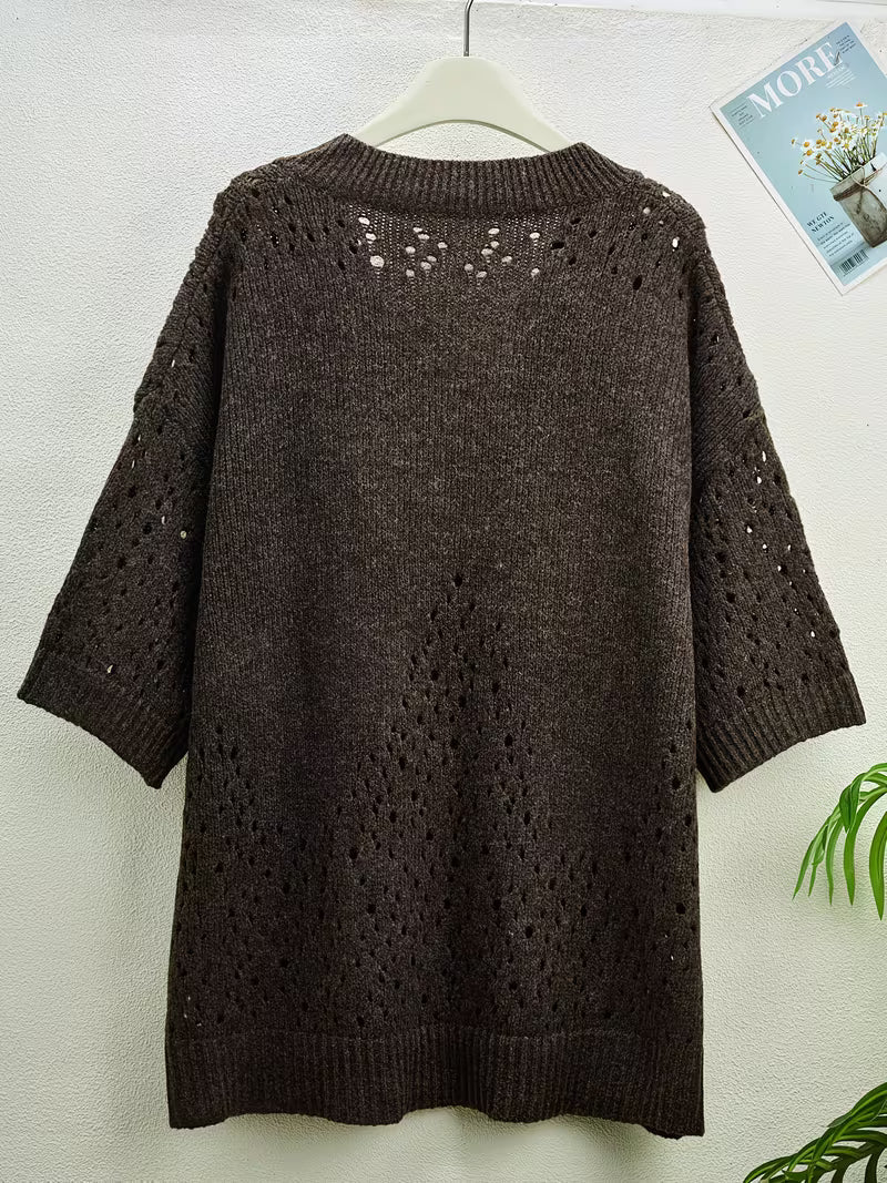 Bimashi - Camisola Folgada de Manga Comprida Com Decote em V