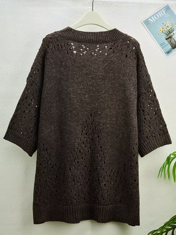 Bimashi - Camisola Folgada de Manga Comprida Com Decote em V