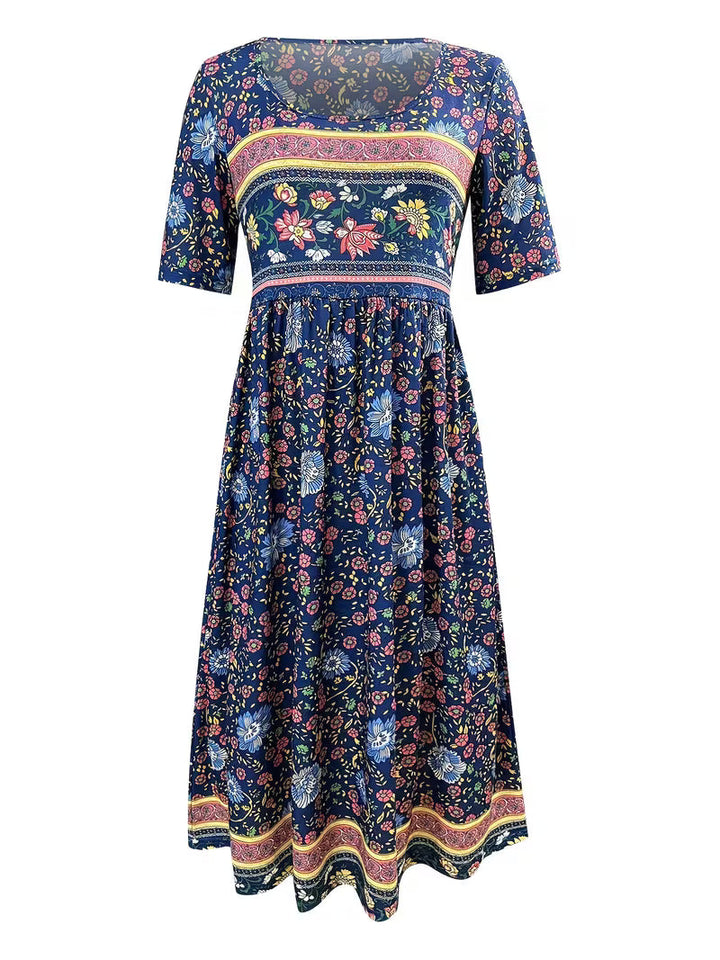 Lisan – Sukienka w Stylu Vintage z Kwiatowym Wzorem i Kieszenią