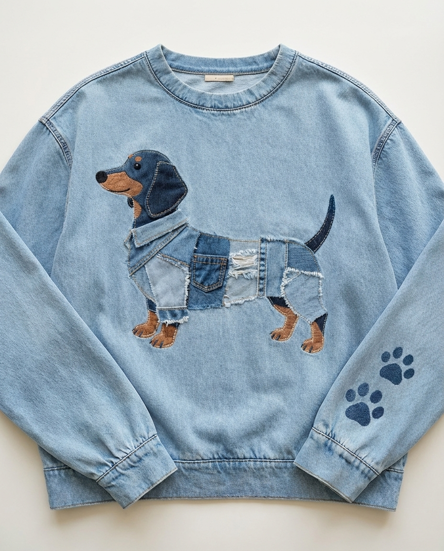 Celini - Camisola de Ganga com Motivo de Dachshund