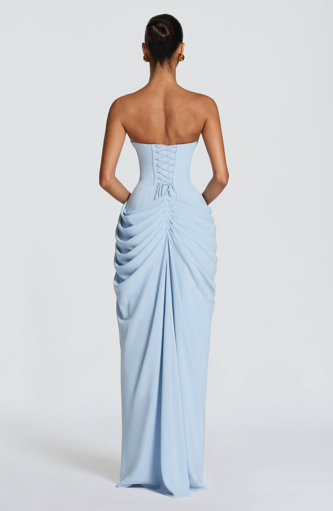 Sabrina - Vestido maxi sem Alças com corte Escultural e Fenda