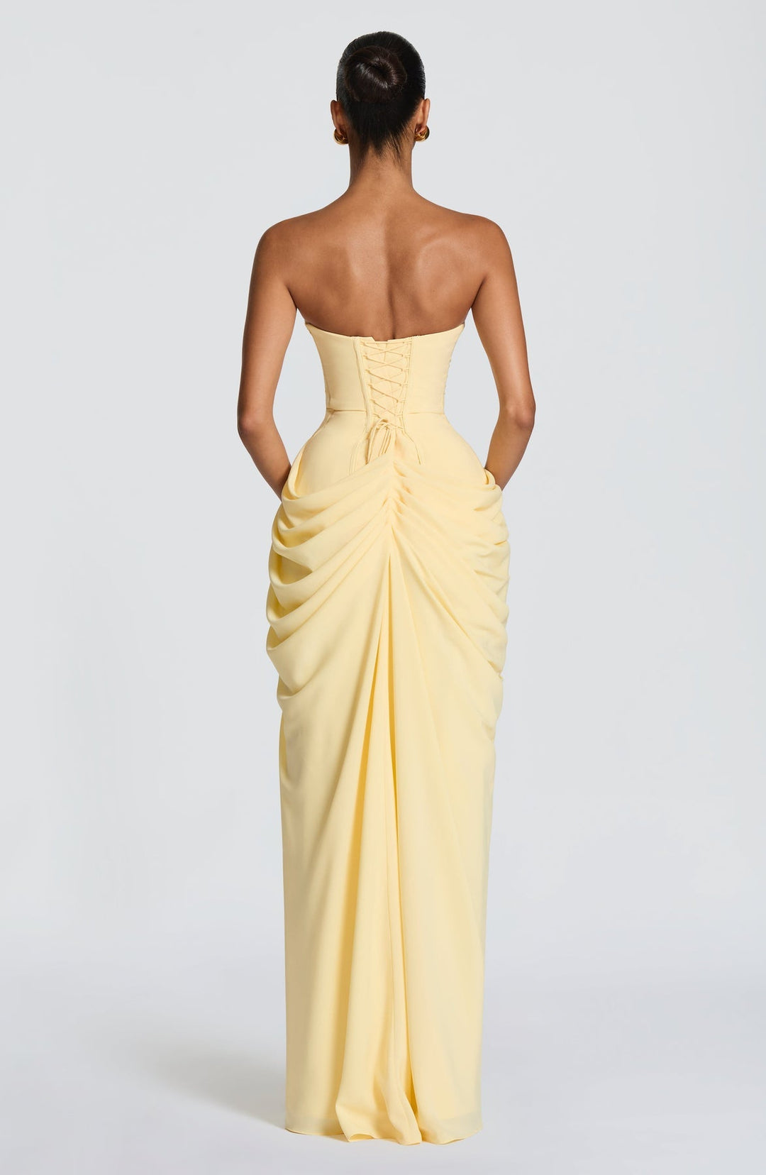 Sabrina - Vestido maxi sem Alças com corte Escultural e Fenda