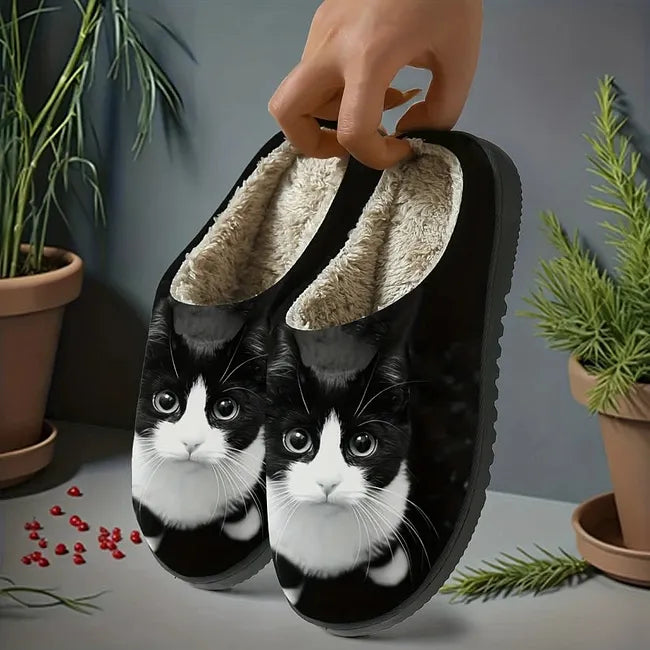 Miane - Chinelos Elegantes Com Padrão De Gato