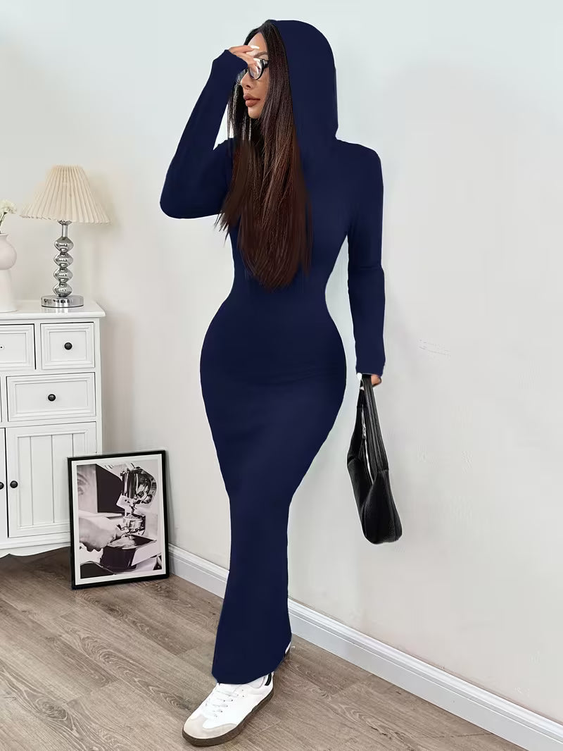 Dahye - Vestido Maxi De Manga Comprida Com Capuz
