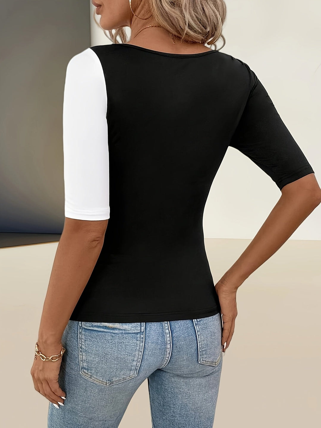 Fadile - Top Com Decote Quadrado Em Blocos De Cores Contrastantes