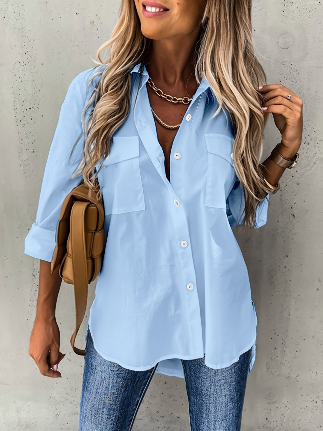 Aziza - Camisa Clássica De Manga Comprida Com Botões