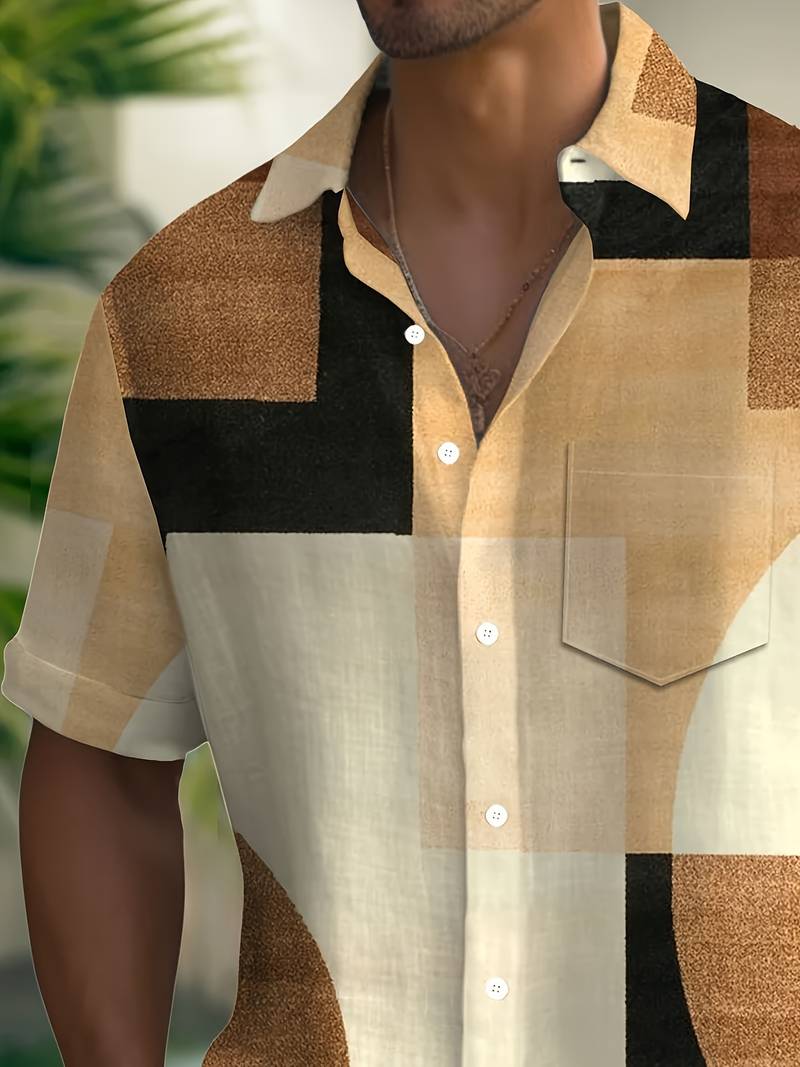 Boucher - Camisa De Manga Curta Com Estampado Geométrico Vintage E Botões