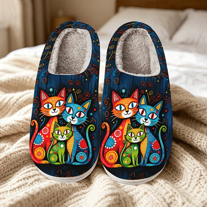 Quincy - Chinelos Com Estampa De Gato E Forro Felpudo