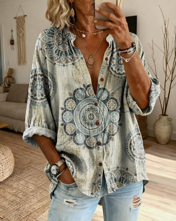 Nirita - Camisa De Manga Comprida Com Padrão Mandala