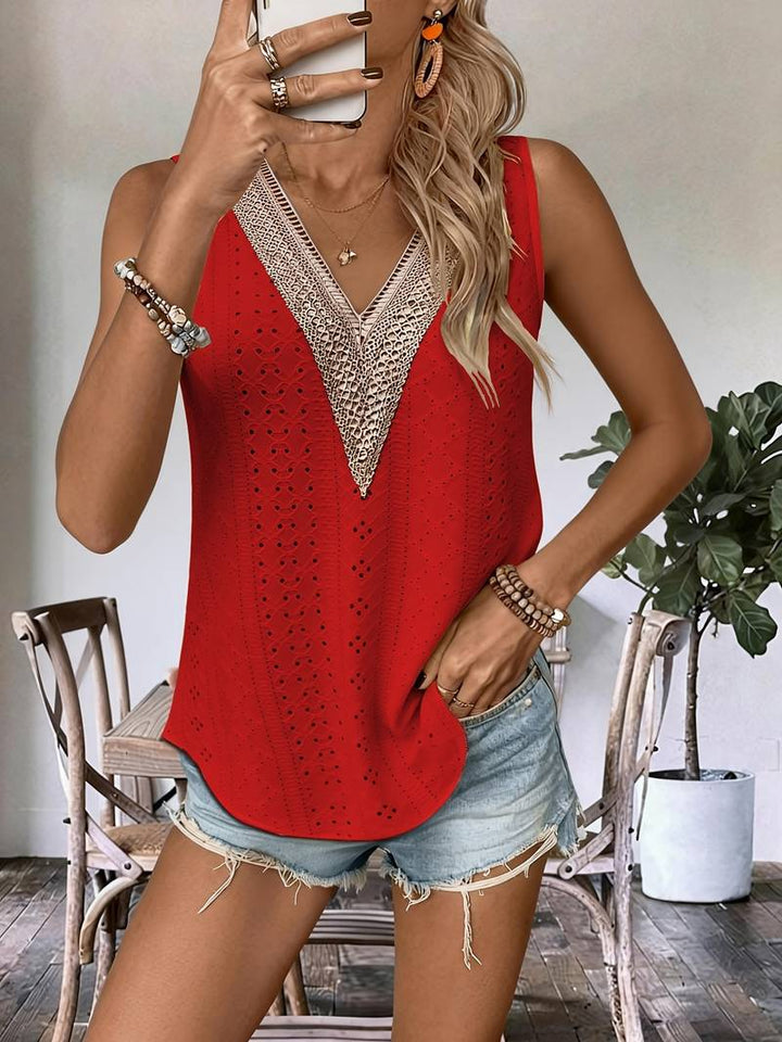 Melique - Top Casual Sem Mangas Com Decote Em V