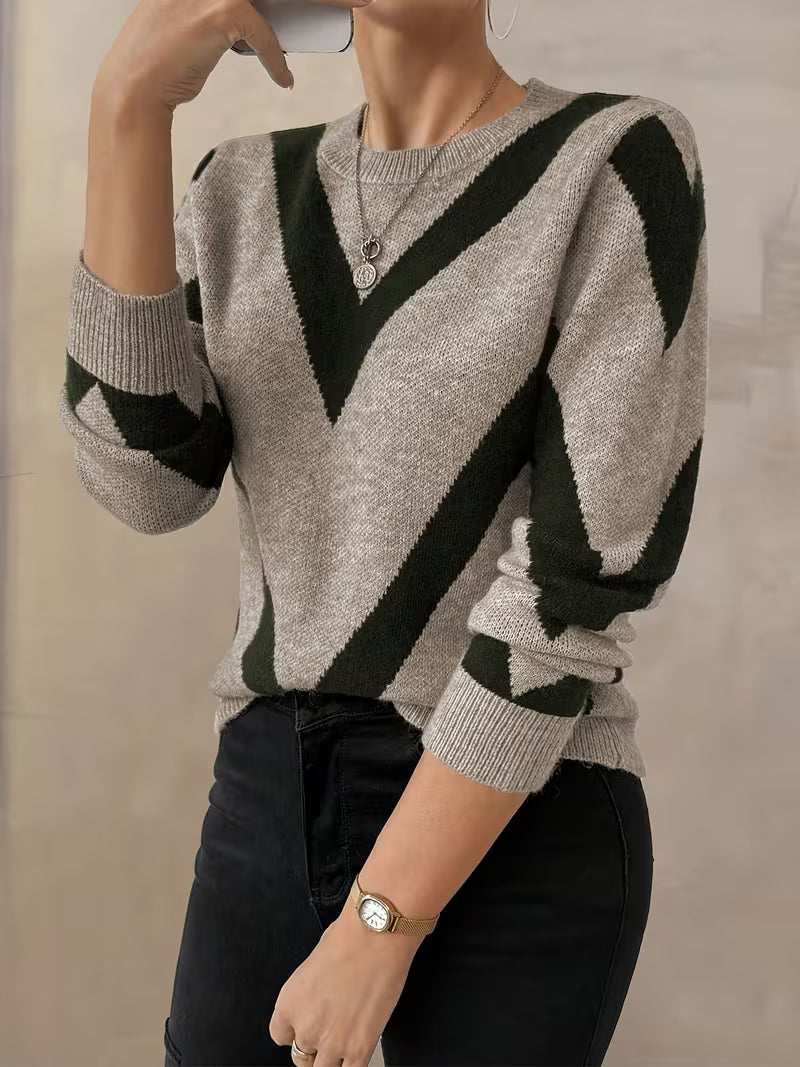 Minaza - Camisola De Gola Redonda Com Padrão Geométrico